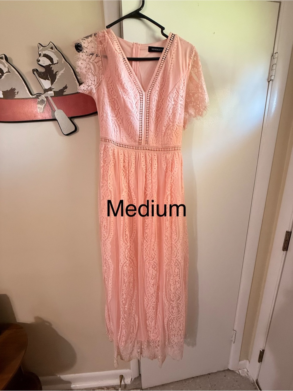 Nordstrom Pink Lace Maxi Dress with V-Neck